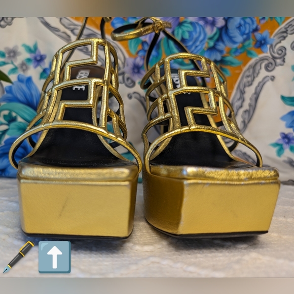 Versace Greca Maze Strappy Platform Sandals -GUC - Picture 3 of 9